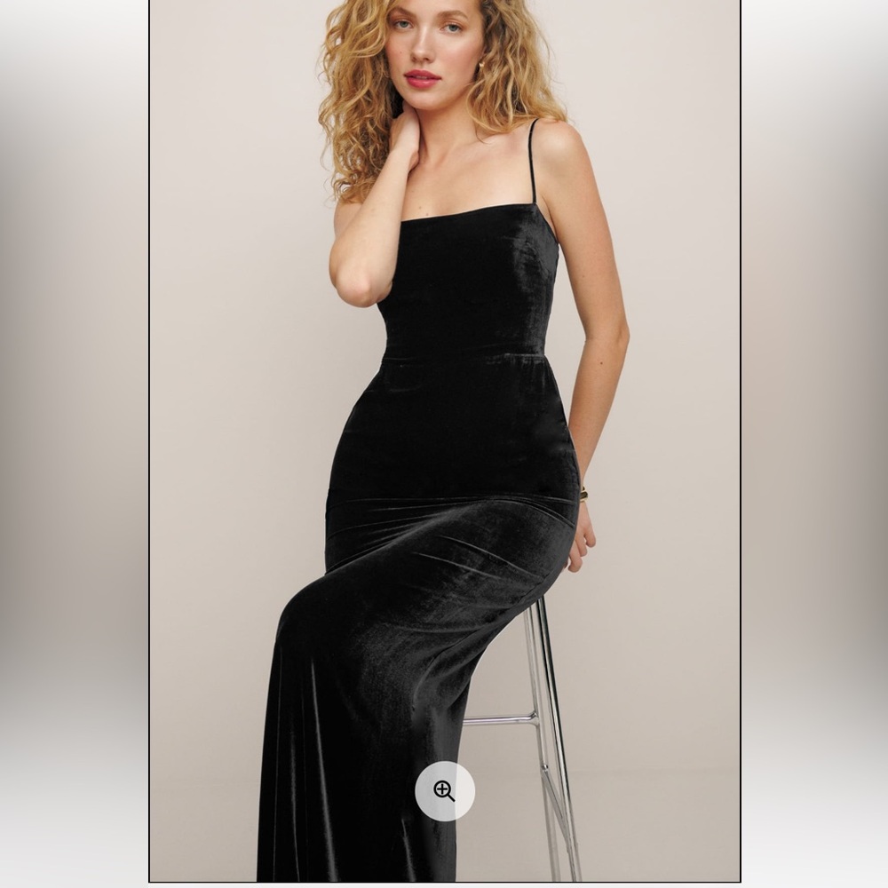 Reformation frankie velvet dress black